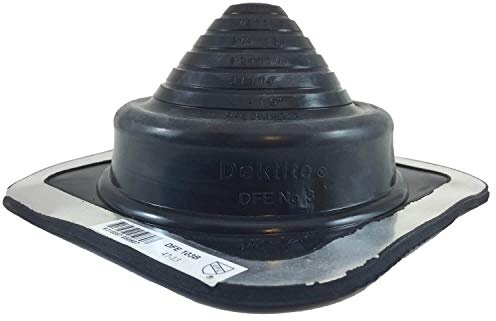 DEKTITE SQUARE BASE PIPE FLASHING BOOT: #3 (DFE103B) BLACK Square Base EPDM Flexible Pipe Flashing Dektite (for OD pipe sizes 1/4 - 5)~Roof Jack Pipe Boot~pipe flashing