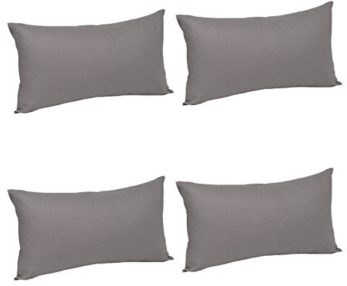 WOLTU® 4X Kissenbezug Kissenhülle 100% Baumwolle mit Reissverschluss, 4er Set Sofakissen Dekokissen Kopfkissen Hülle Bezüge Bezug, 30x50 cm, Dunkel Grau