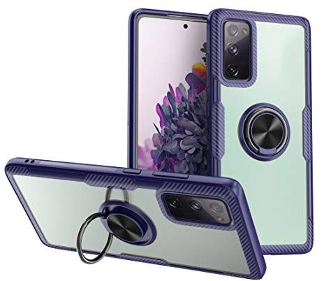 SORAKA Cover Trasparente per Samsung Galaxy S20 FE con Supporto anello,Cover Acrilico trasparente Custodia Samsung Galaxy S20 FE 5G con piastra metallica per Supporto Auto Smartphone Magnetico