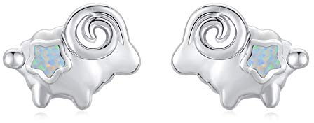 Schaf Ohrringe Silber 925 Kinder Ohrringe für Mädchen Opal Ohrringe Schaf Ohrstecker Tiere Ohrringe für Damen