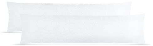 leevitex Kissenbezug Set | 2er Pack | 100% Baumwolle | Jersey | Kissenbezüge | Seitenschläferkissen | Kissenhülle | Nackenkissenbezug | Weiß, 40 x 145 cm | Seitenschläfer/Stillkissenbezug