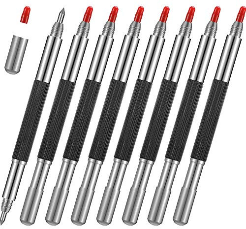 8 Stücke Doppelkopf Wolfram Karbid Spitze Schreiber Gravurstiftet Spitze Scriber Metall Radierung Gravurstifte für Glas Metall Keramik Fliesen Stein Aluminium Legierung Holz