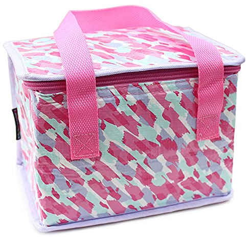 Fashion Stationery Insulated Lunch Bag, Pink Painterly Watercolour
