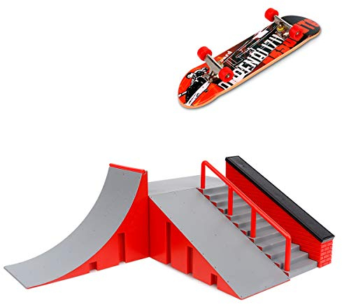MOMSIV Mini-Finger-Skateboard und DIY-Rampen-Zubehör-Set, Skate Park Deck Truck Board Ramp Kit Fingerspitzen Bewegung Party Sport Spiel Spielzeug für Kinder und Kinder (C)