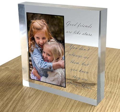 TULLUN Personnalisée Individuel Acrylique Cristal Clair Bloc Plaque Avec Votre Photo Image Logo Et Texte Effet 3D Pour Toutes Les Célébrations - Amis