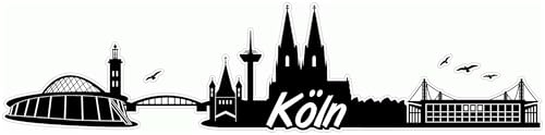 Skyline4u Köln Skyline Aufkleber Sticker Autoaufkleber City Gedruckt - 40x9,6cm schwarz