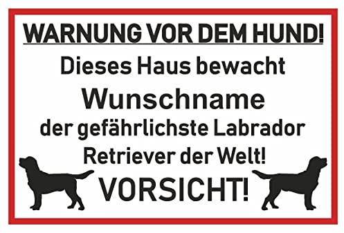 Samunshi® Aufkleber Labrador Retriever Warnung - Schild Sticker Hinweisschild Warnschild Vorsicht Hund 50 x 33cm Labrador Retriever Warnung schwarz