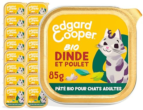 Edgard & Cooper Bio Nassfutter für ausgewachsene Katzen, sterilisiert, Bio-Truthahn, 16 x 85 g, Nassfutter ohne Getreide, natürliche Inhaltsstoffe, reich an Proteinen, ohne Zuckerzusatz
