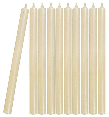 10 Stabkerzen Champagner Creme Weiß Durchgefärbt 28 cm Lang Tropffrei Premium