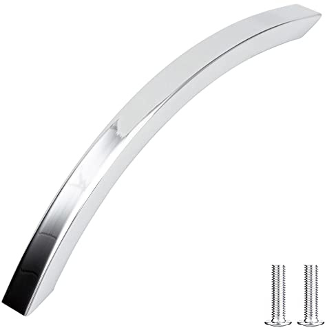 Decoranddecor Slimline Kitchen Door Handles Cabinet Pulls Sleek Design - Smooth Lines 128mm Polished Chrome