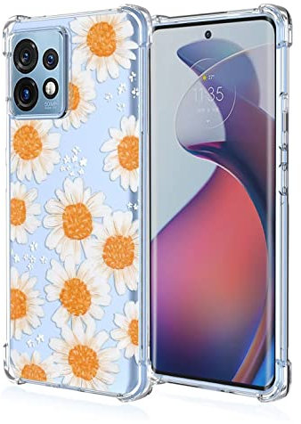 RankOne Custodia per Telefono Adatta per Motorola Moto Edge 40 Pro (6.67 Inches) Custodia con Disegno a Colori in Silicone TPU Trasparente - Margherita