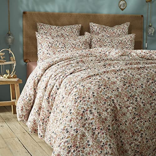 Parure de lit Gaze de Coton imprimé Floral 140x200 Rose