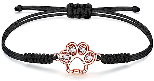 JENDEAR SHINE Hundepfoten Armband für Damen Mädchen, Handgewebtes Seil süßem Pfoten Armband, Armband-Geschenke für Hundeliebhaber