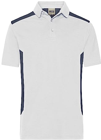James & Nicholson Herren BIO Workwear Polo Kontrast - Pflegeleichtes Workwear Poloshirt aus Bio-Baumwolle und recyceltem Polyester | Farbe: white/carbon | Grösse: 4XL