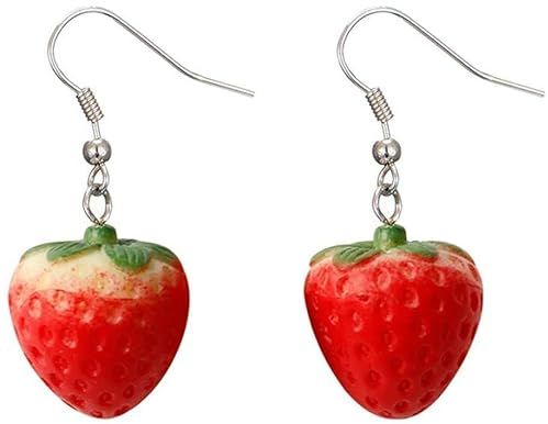 Lustige Erdbeer-Ohrringe mit Erdbeer-Ohrhänger, niedlich, Ohrstecker, Schmuck, Festival, Geschenk, Party-Dekoration, Ästhetisch und praktisch, Harz