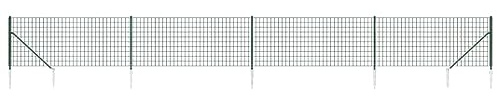 vidaXL Maschendrahtzaun, Gartenzaun Wildzaun mit Bodenhülsen PVC Beschichtung, Drahtzaun Begrenzungszaun für Außenbereich, Drahtgitter Maschendraht, Grün