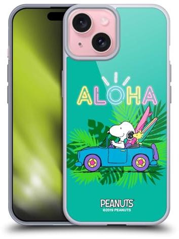 Head Case Designs Licenciado Oficialmente Peanuts Surf Tropical Disco Snoopy Aloha Caso Funda de Gel Suave Compatible con Apple iPhone 15