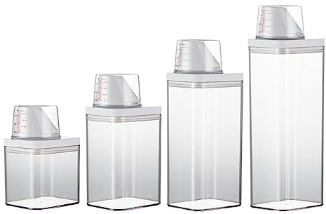 4 Pezzi Dispenser Detersivo Per Bucato Con Misurino - Contenitore In Plastica Per Bucato | Dispenser Per Sapone Da Viaggio | Detersivo Per Sapone Riutilizzabile Prova Di Umidità Per Lavanderia