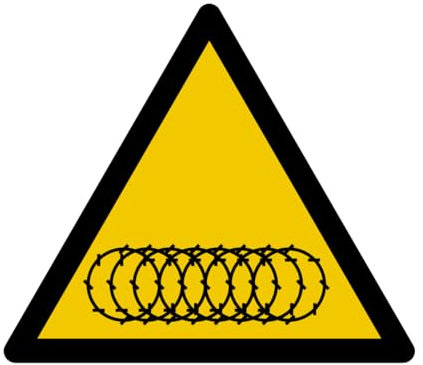 W237 - Achtung Stacheldraht - Warnschild - Maße wählbar - Norm ISO 7010