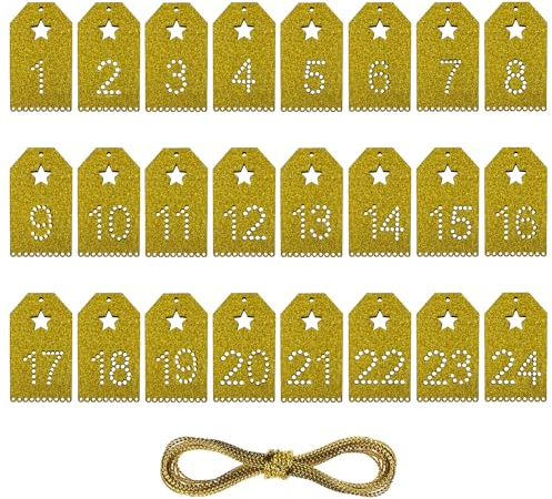 Oblique Unique® Holz Anhänger Adventskalender Zahlen 1 bis 24 DIY Dekoration Weihnachten Kinder Basteln Weihnachtszeit