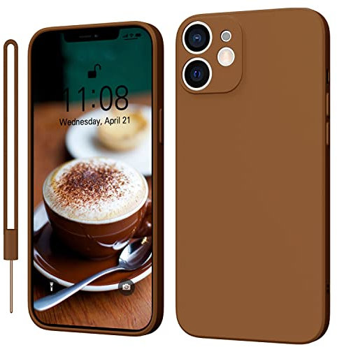 KPPIT Silicone Case Compatible with iPhone 12 6.1 inch protective case, Ultra Slim Soft Gel Anti-Scratch,Microfiber Lining,Rubber Shockproof Case Cover for iPhone 12 Brown