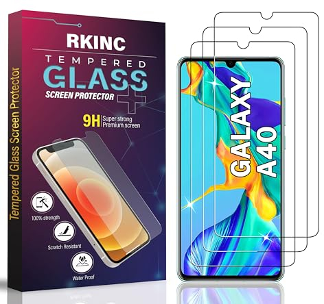 RKINC 3 Stück, Panzerglas Schutz Glas für Samsung Galaxy A40 (SM-A405F), Panzer HD Displayschutzfolie, 0,33 mm kratzfest, splitterfrei, blasenfrei, lebenslangeGarantie