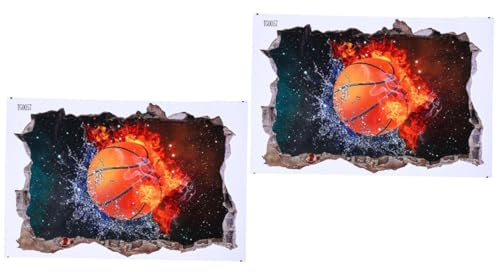 BESTonZON 2stücke Basketball Wandaufkleber Für Jungenzimmer Cartoon Wanddekor Für Abziehbare Vinyl Wandtattoos Zur Sportdekoration Für Schlafzimmer Und Spielzimmer