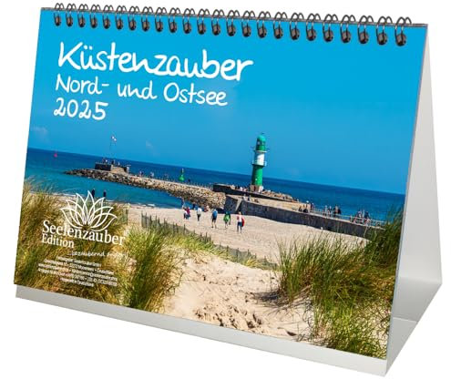Küstenzauber Nord- und Ostsee DIN A5 Tischkalender für 2025 Deutschland Küste Urlaub - Inhalt: 1x Kalender, 1x Weihnachtskarte (insgesamt 2 Teile)
