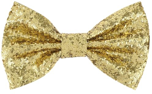 KALIONE Pailletten Fliege für Herren, Verstellbare Vorgebundene Herren Fliege, Funkelnde Glitzer Fliege für Hochzeit, Glänzende Fliege für Party Kostüme(Gold)