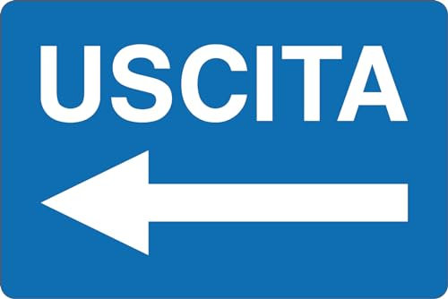 GLOBAL CARTELLO SEGNALETICO - USCITA CON FRECCIA A SINISTRA - Adesivo Extra Resistente, Pannello in Forex, Pannello In Alluminio (30x42 cm, Adesivo)
