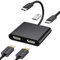USB C to HDMI Adapter - 4 in 1 HDMI Splitter for Dual Monitors 4K, USB 3.0, PD 100W, Dual HDMI Adapter for 2 Monitors, MacBook Pro/Air, iPad, Surface, Dell, Lenovo (Black)