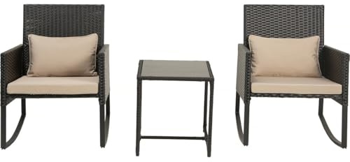 habitat et jardin Gartenlounge Schaukelstühle aus Polyrattan Garden - Schwarz