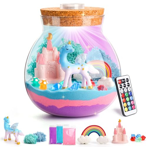 BellaAchtung Kit de Terrarium Licorne pour Fille - Kit de Bricolage - Cadeaux DIY - Jouet Licorne pour Enfants de 4, 5, 6, 7, 8 à 12 Ans - Cadeau d'anniversaire