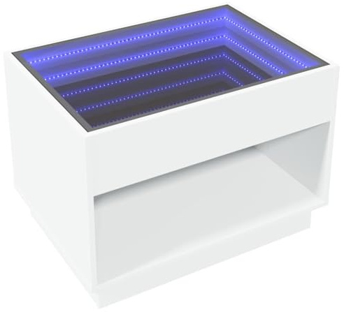 vidaXL Table Basse avec LED Infini Blanc 70x50x50 cm