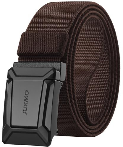 JUKMO Taktischer Stretchgürtel für Männer, Militär Arbeit Rigger Wandern,3,8cm elastische Nylon Web Ratsche Schnellspanner Gürtel in Geschenkbox (Kaffee, Groß)