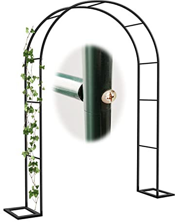Metal Garden Arbour Archway for Climbing Plants Black Steel Frame Pergola 1.6m Tall Outdoor Arch for Roses Small Garden Trellis (W160 x H220cm)