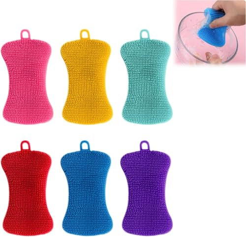 OYUCDAGQ Estropajos de Silicona para Cocina, Material TPE Apto para Uso alimentario, esponjas de Silicona Multiusos, Resistentes a Altas temperaturas y sin deformaciones