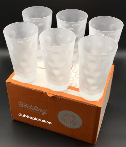 Premium Dubbeglas 6 Stück 0,5 Liter (satiniert/milchig) - Pfalz Weinschorle Glas, Pfälzer Schorle Glas, Dubbegläser