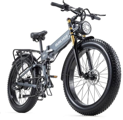 BURCHDA E Bike Herren Damen Elektrofahrräder, Ebike mit 48V 20Ah Lithium Batterie, Falten Offroad E Bike 20 * 4.0 Zoll,7-Gang Getriebe Fatbike mit LCD-Display,Fatbike Ebike Reichweite bis zu 115KM