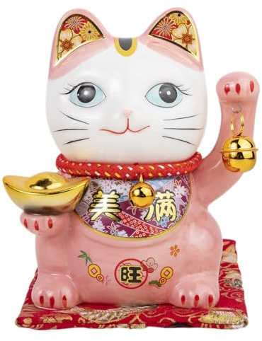 lachineuse – Japanische Glückskatze – Maneki Neko - Rosa | Japanische Katzen-Spardose – Japanische Glücksbringer-Figur – Porzellan – Deko-Idee Japan Asien – Glück, Reichtum, Wohlstand