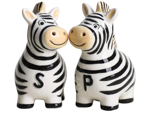 Colias Wing Ceramic Zebra Salt & Pepper Shakers Set, Hand-Painted Zebra Salt and Pepper Shakers-B