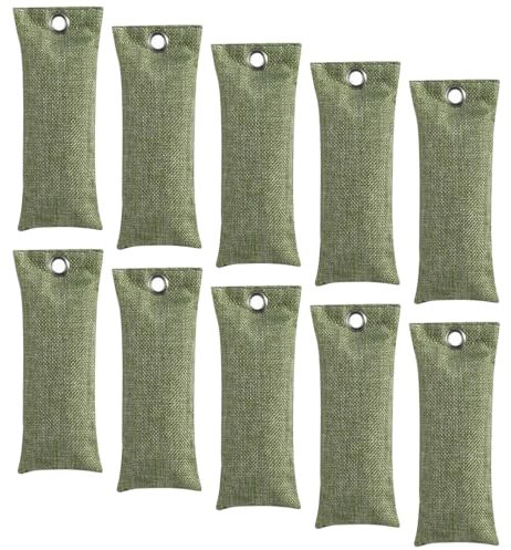Cozylkx 10 Packs Activated Charcoal Bag, 75g/Pack Bamboo Charcoal Air Purifying Bags Shoe Deodoriser Natural Car Air Freshener for Home, Pet, Closet (Green)