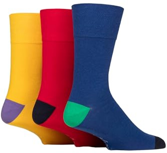 SockShop Gentle Grip Mens Colourburst Cotton Socks Pack of 3