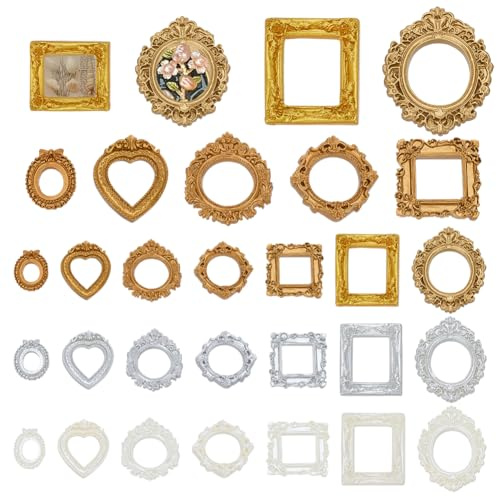 arricraft 21 Stück Vintage Bilderrahmen Aus Kunstharz 21 Stile Mini Fotorahmen Winzige Antike Rahmen Schmuck Display Rahmen Für Schmuck Display Urlaubsparty Weihnachts Hotel Dekor