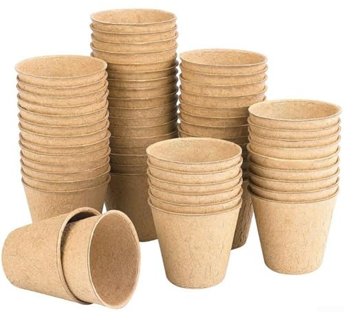 Eco Conscious Gardening Abbaubarer Papier-Zellstoff-Pflanztopf, perfekt für Blumenpflanzung und Pflege (6 x 6 cm, 50 Stück)