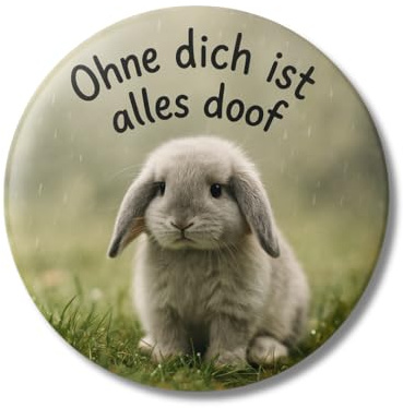 Zolavia Rund Magnet, Kaninchen Mit Spruchmotiv Ohne Dich Ist Alles Doof, Für Notizen Fotos Am Spind Und Magnettafel, Geschenk Mit Liebe Und Freizeit Für Freundin Kolleginnen Schule (38mm, 1 Stück)