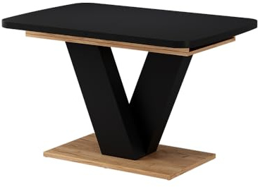Vicco Esstisch Fenaro, Schwarz/Goldkraft Eiche 120-160 x 80 cm | ausziehbar, mit Synchronauszug für variable Tischlänge