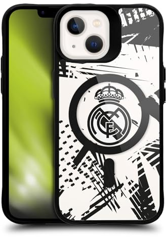 Head Case Designs Offizielle Real Madrid CF Urban Logo-Symbol Black Shockproof Bumper Case [Military Grade Protection] Compatible with Apple iPhone 13 and Compatible with MagSafe