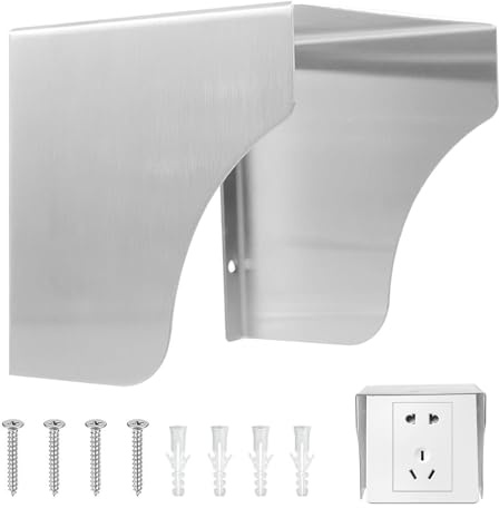 Enchufe protector de lluvia de acero inoxidable – Cubierta impermeable para enchufe, protección de enchufe exterior, 12 x 12 x 12 cm, cubierta de lluvia(embalaje en film blanco)
