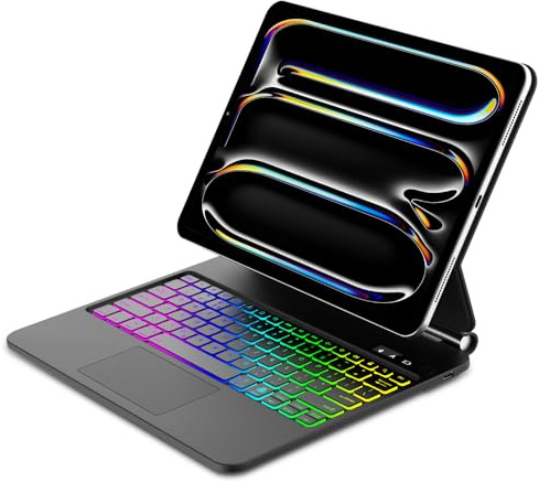 Magic Keyboard for iPad Pro 13 Inch (M5 2025, M4 2024), Slim Magnetic Floating Stand and Precision Multi-Touch Trackpad, UK Layout Wireless Bluetooth Keyboard Case with Backlit for iPad Pro 13, Black